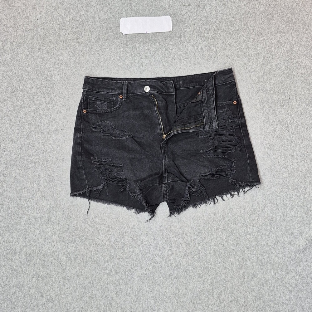American Eagle Outfitters Women Shorts US 10 Black Denim Distressed Mom